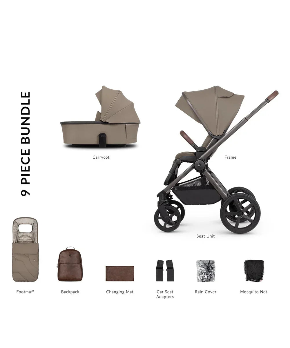 Venicci Upline2 Pushchair, Carrycot + Accessories Travel System Bundle - Special Edition Powder (2025)