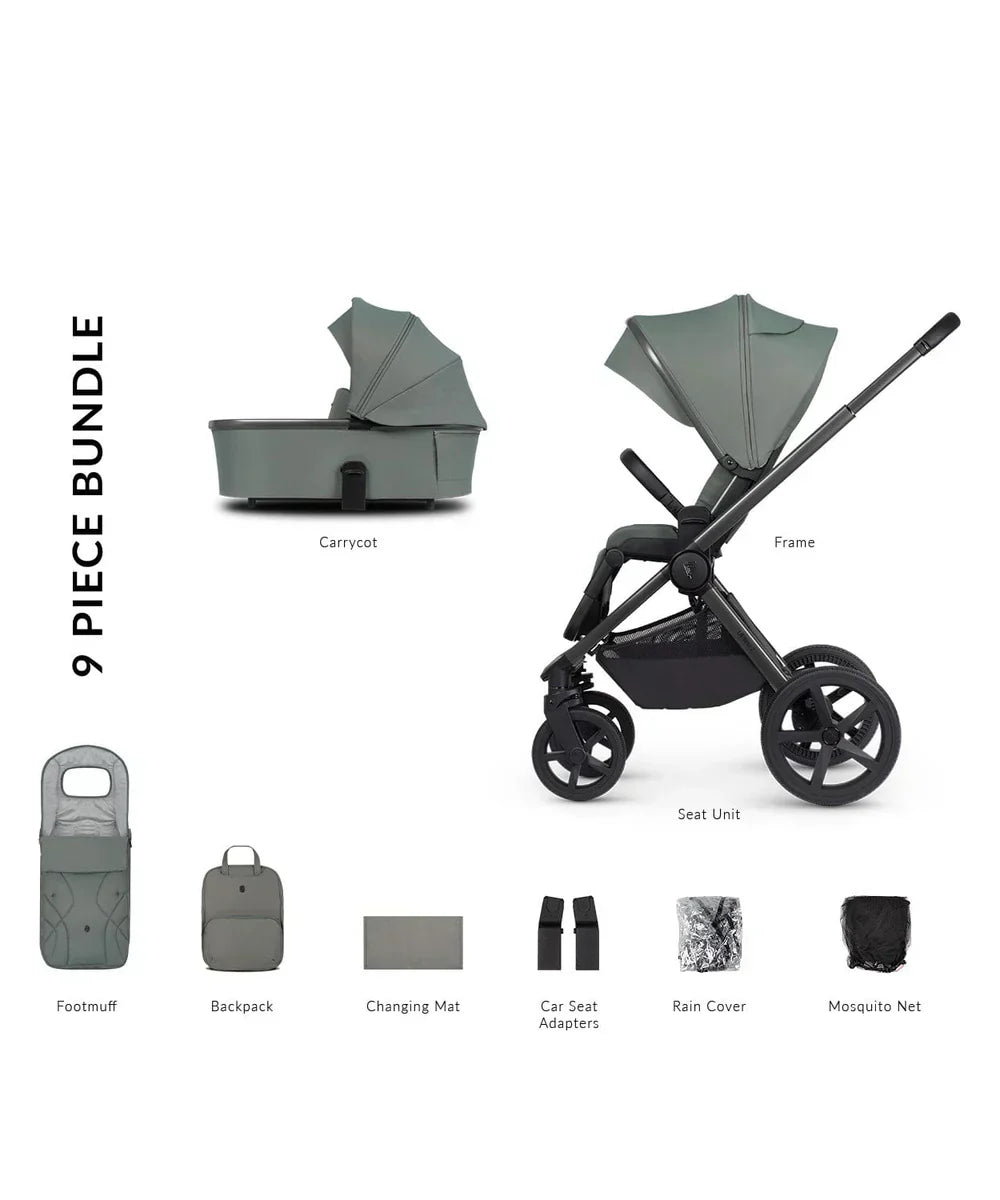 Venicci Upline2 Pushchair, Carrycot + Accessories Travel System Bundle - Aloe