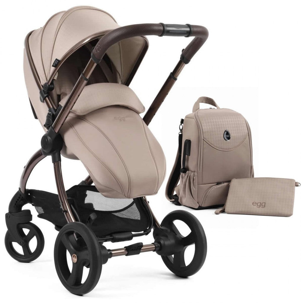 egg3 Stroller + Luxury Seat Liner & Backpack - Houndstooth Almond