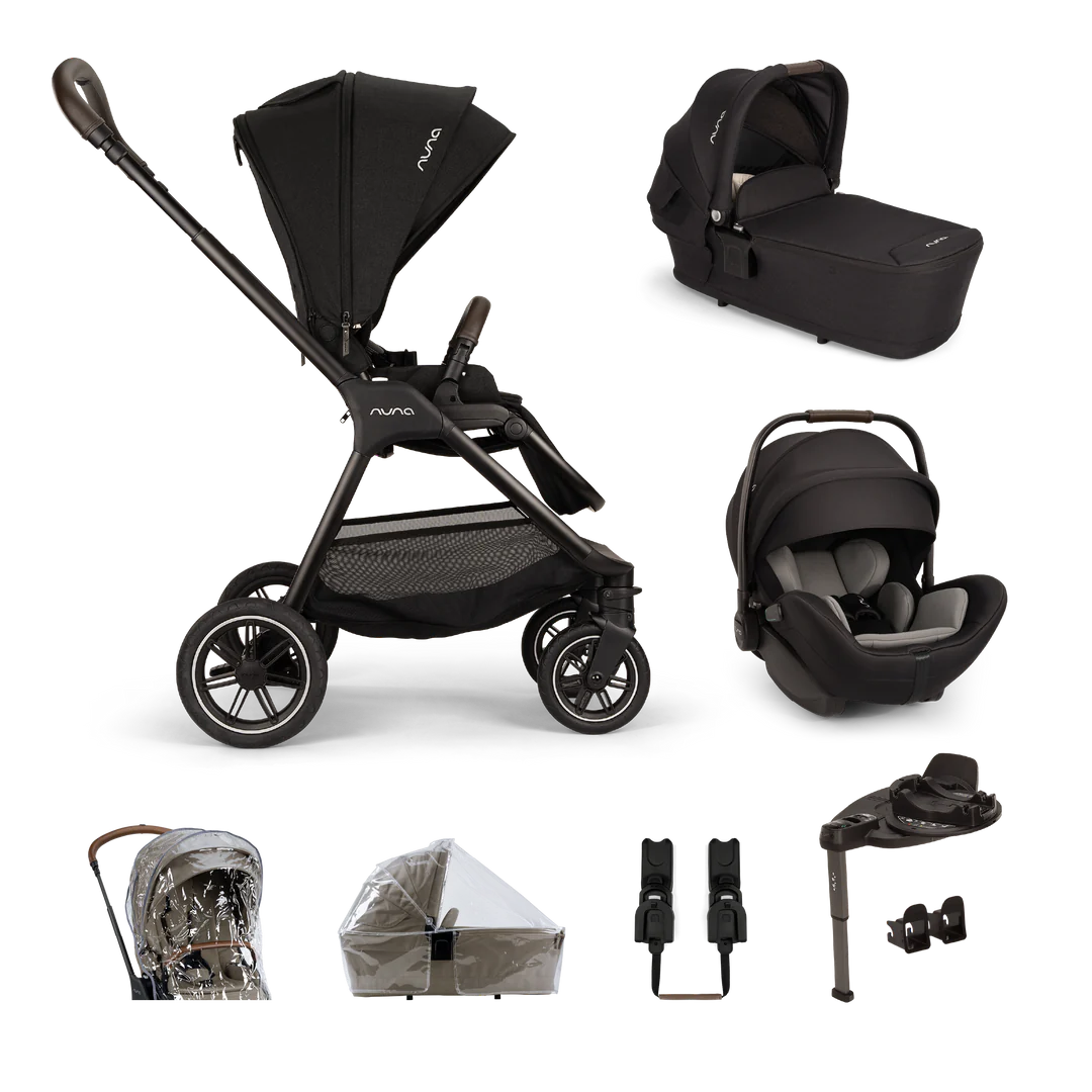 Nuna TRIV Next, LYTL Carrycot, ARRA Flex + Base Curve Travel System - Caviar